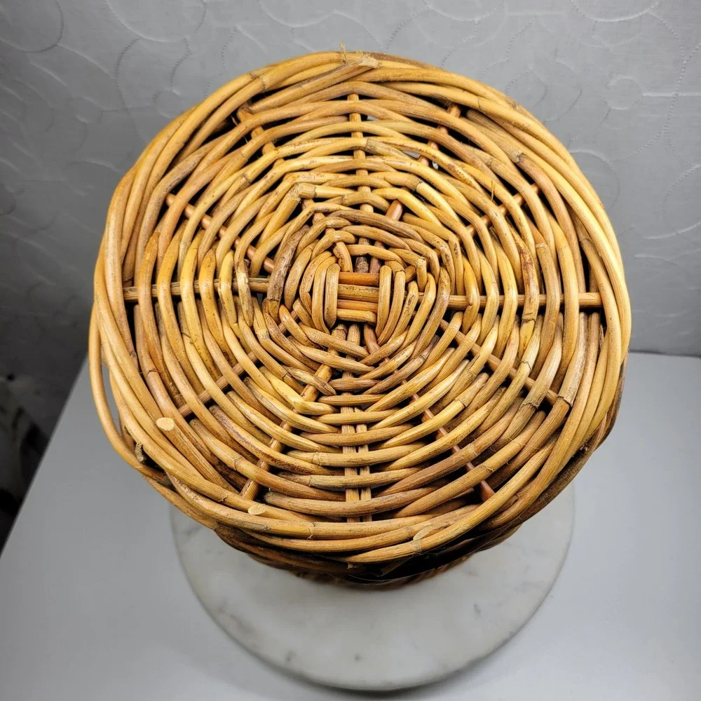 Handmade Woven Wicker Stick Basket Large Rustic Storage Handles Farmhouse Decor